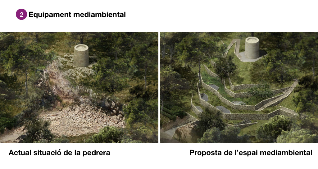 Proposta, a la dreta, del projecte de construcció a la pedrera de Cap Roig