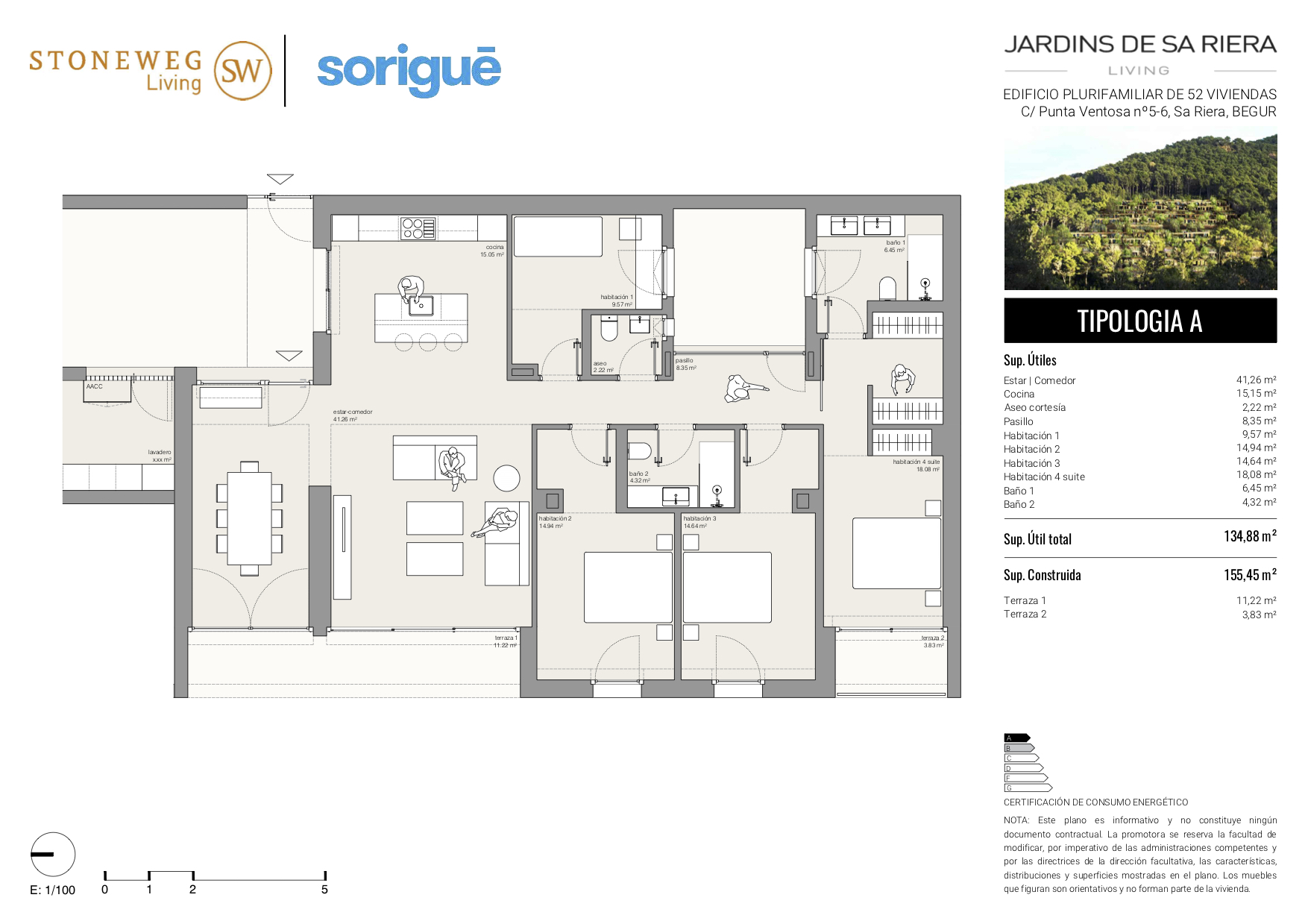 Plànol d'un dels apartaments de la urbanització Jardins de Sa Riera | Imatge de Stoneweg Living