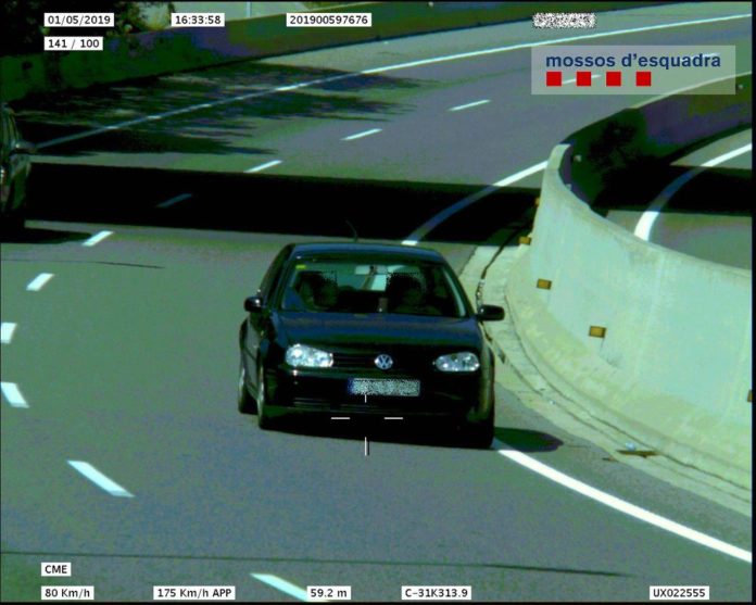 Mossos d'Esquadra - Radar Platja d'Aro Vehicle infractor que circulava a 175 km/h en un espai limitat a 80 km/h | Imatge dels Mossos d'Esquadra