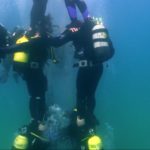 Un castell submarí a les Illes Formigues Moment del castell submarí a la Platja del Castell a Palamós | Imatge de l'Associació d'Amics de les Illes Formigues