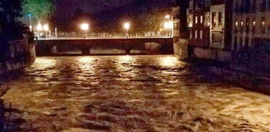 El Riu Daró durant les fortes tempestes al Baix Empordà