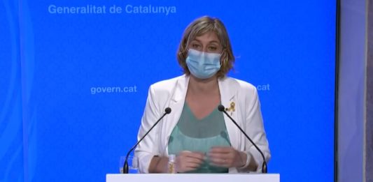 Alba Vergés, consellera de Salut de la Generalitat de Catalunya en una roda de premsa el juliol 2020