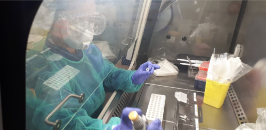 Hospital Sant Joan de Déu fent l'anàlisi una prova PCR de COVID-19 per detectar el coronavirus | Imatge cedida a l'ACN