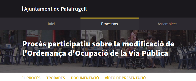 Procés participació ordenança ocupació via pública, àrea Qualitat Urbana, Ajuntament de Palafrugell