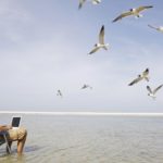 Movistar reforça la cobertura 5G a Pals i Begur Un home utilitza un ordinador al mar - Imatge cedida per Movistar