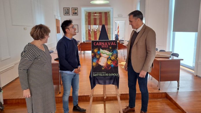 privat:-ja-es-coneix-el-cartell-premiat-del-carnaval-de-sant-feliu-de-guixols-2023,-una-allegoria-que-convida-a-“destapar-se”-despres-de-les-restriccions-de-la-pandemia