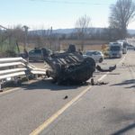 Bolca un cotxe al pont de Verges Accident trànsit Verges
