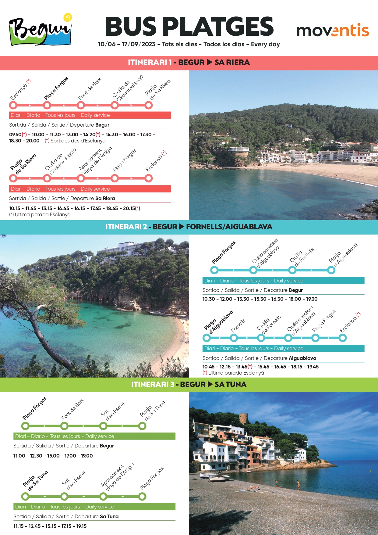 L'horari del Bus Begur Platges del 2023