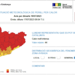 Alerta màxima per altes temperatures, aquest dimarts Mapa alerta per calor i altes temperatures
