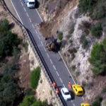 La GI-682, tallada entre Tossa de Mar i Sant Feliu de Guíxols per despreniments