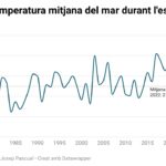 La temperatura del mar aquest estiu es manté per sobre de la mitjana climàtica malgrat un descens respecte a 2022 Evolució de la temperatura mitjana del mar durant l'estiu (juny a agost) a l'Estartit Data de publicació: dijous 12 de setembre del 2024, 04:00 Localització: Barcelona Autor: Pau Cortina