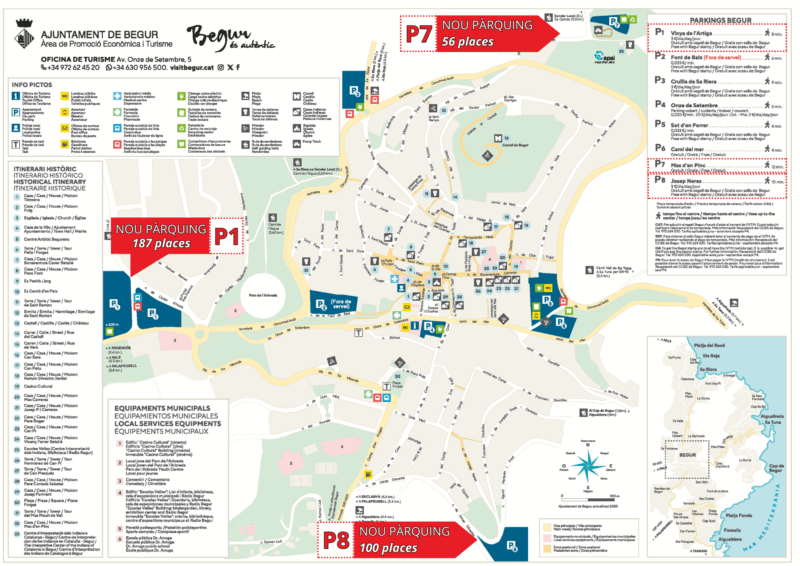 Mapa dels nous aparcaments a Begur
