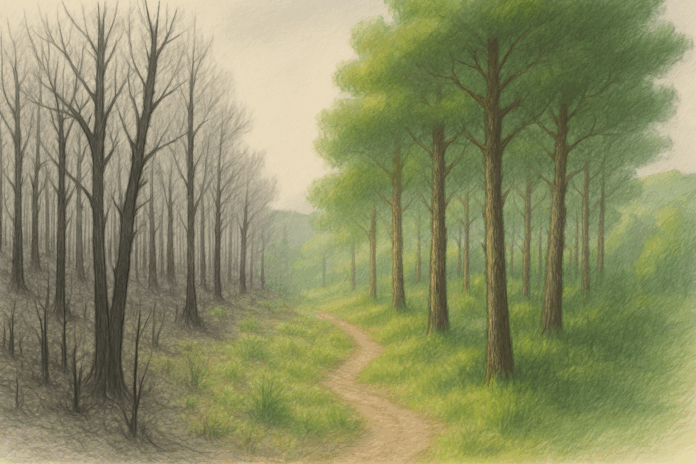 Bosc cremat i reforestat