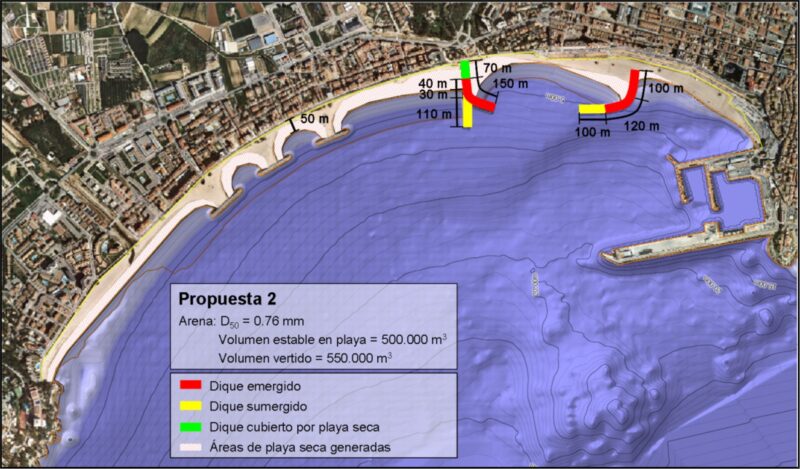 Projecte d'espigons a Sant Antoni i Palamós