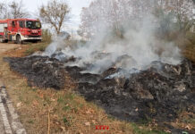 Quatre dotacions dels Bombers apaguen un incendi de paques de palla a Serra de Daró