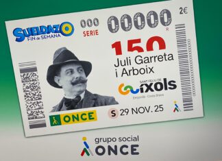 L’ONCE presenta un cupó per commemorar el 150è aniversari del naixament del compositor Juli Garreta Cupó ONCE Juli Garreta Sant Feliu