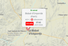 El Daró supera els 500 m³/s a l’altura de la Bisbal d’Empordà i ja supera els registres del temporal Glòria