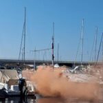 privat:-simulen-l’incendi-d’una-embarcacio-i-un-vessament-de-combustible-al-port-de-palamos