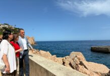 El port de Sant Feliu afegirà més calaixos de formigó al dic exempt Visita Sílvia Paneque obres port Sant Feliu