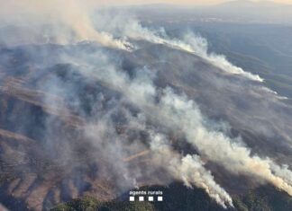 Incendi de les Gavarres: els Bombers treballen per tancar el flanc dret i evitar que el foc s’obri cap a Girona